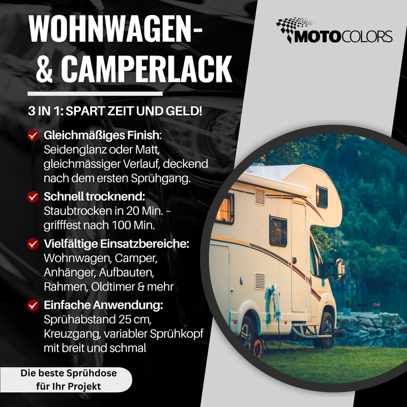 Laden Sie das Bild in Galerie -Viewer, MotoColors Wohnwagen- & Camperlack 3 in 1 Farbe Sprühfarbe 400ml - Primer, Rostschutz, Lack