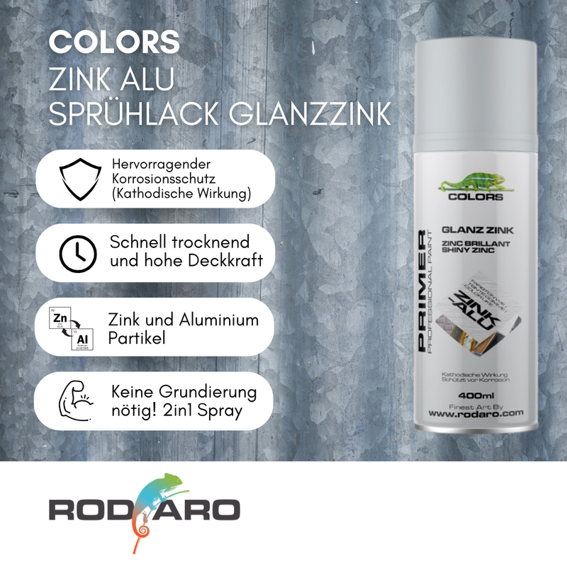 Laden Sie das Bild in Galerie -Viewer, COLORS Zink-Alu Sprühlack silber - 400ml Spraydose Glanzzink