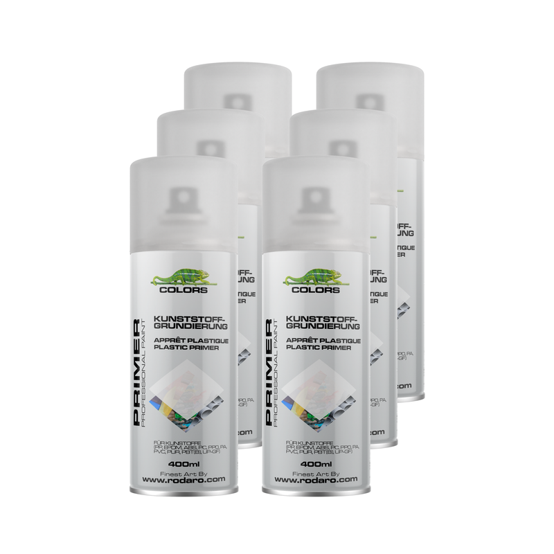 Laden Sie das Bild in Galerie -Viewer, COLORS Kunststoffgrundierung Sprühlack farblos 6er Set - 400ml Spraydose