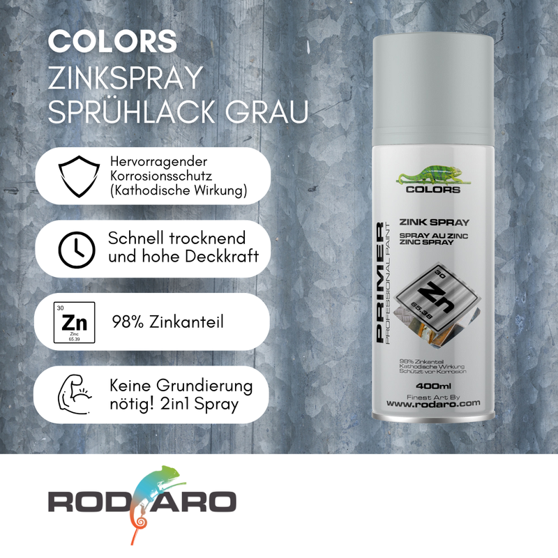 Laden Sie das Bild in Galerie -Viewer, COLORS Zinkspray Sprühlack grau - 400ml Spraydose