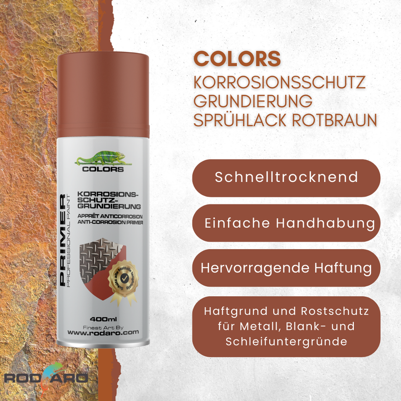 Laden Sie das Bild in Galerie -Viewer, COLORS Korrosionsschutzgrundierung Sprühlack rotbraun 6er Set - 400ml Spraydose
