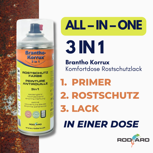 Brantho Korrux Komfortspray 3 in 1 Rostschutzlack - All-in-One Sprühdose Primer, Rostschutz und Lack - 400ml Spraydose