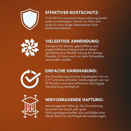 COLORS Korrosionsschutzgrundierung Sprühlack rotbraun 6er Set - 400ml Spraydose
