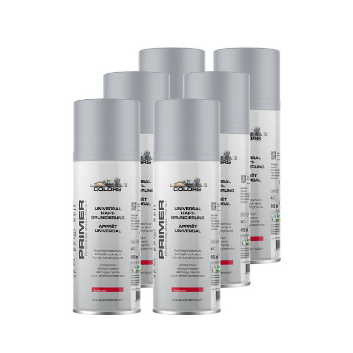 Colors Primer Universalgrundierung Sprühlack grau 6er Set - 400ml Spraydose Haftgrundierung