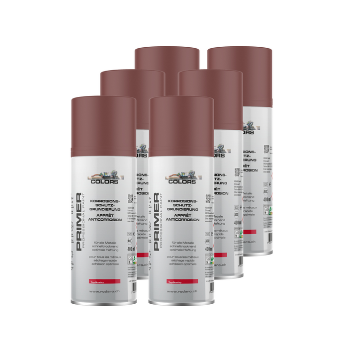 COLORS Korrosionsschutzgrundierung Sprühlack rotbraun 6er Set - 400ml Spraydose