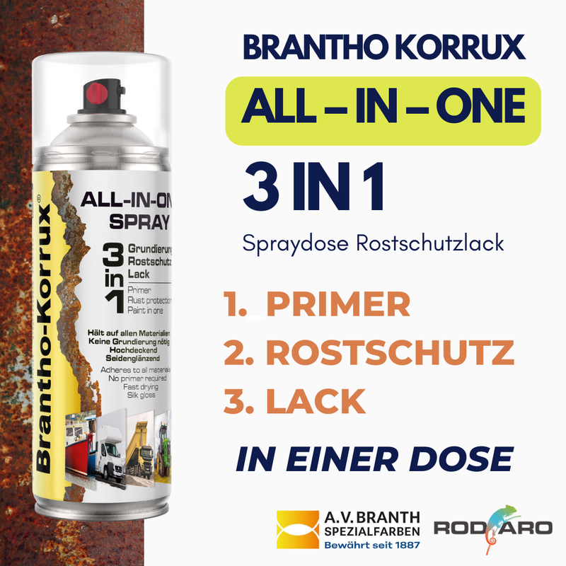 Laden Sie das Bild in Galerie -Viewer, Brantho Korrux 3 in 1 Rostschutzlack - All-in-One Sprühdose Primer, Rostschutz und Lack - 400ml Spraydose
