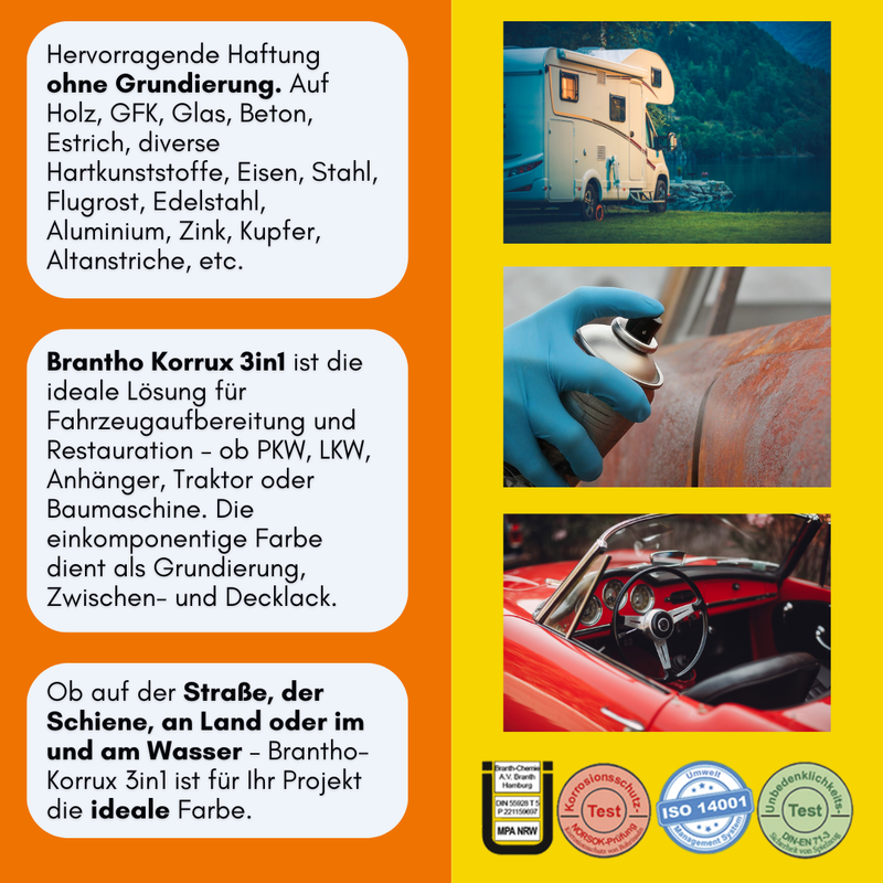 Laden Sie das Bild in Galerie -Viewer, Brantho Korrux 3 in 1 Rostschutzlack - All-in-One Sprühdose Primer, Rostschutz und Lack - 400ml Spraydose
