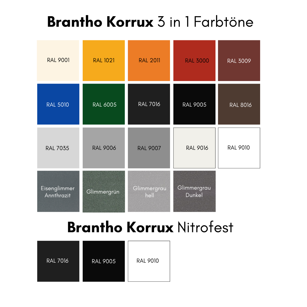 Brantho Korrux 3 in 1 Rostschutzlack - All-in-One Sprühdose Primer, Rostschutz und Lack - 400ml Spraydose