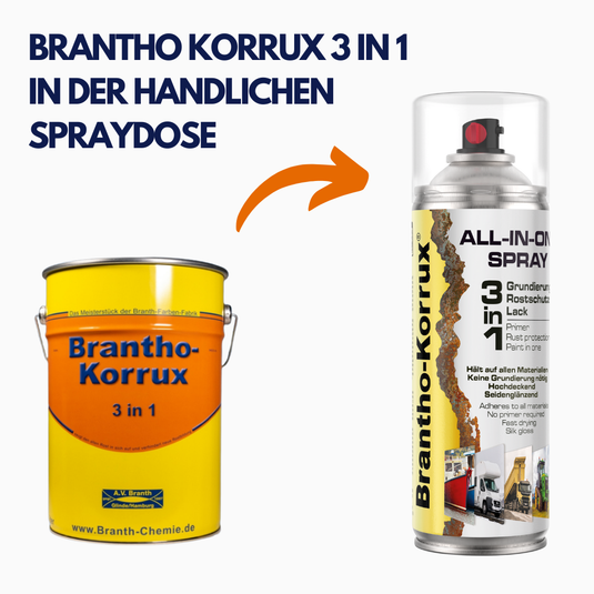 Brantho Korrux 3 in 1 Rostschutzlack - All-in-One Sprühdose Primer, Rostschutz und Lack - 400ml Spraydose