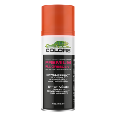COLORS Premium Fluorescent Sprühlack - 400ml Spraydose Neon-Effekt Leuchtrot Glanz