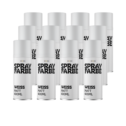 EasySpray Sprühfarbe 400ml – 12er Set Sprühlack Schwarz & Weiss, Matt & Glanz