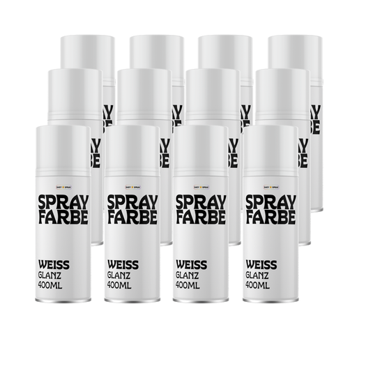 EasySpray Sprühfarbe 400ml – 12er Set Sprühlack Schwarz & Weiss, Matt & Glanz