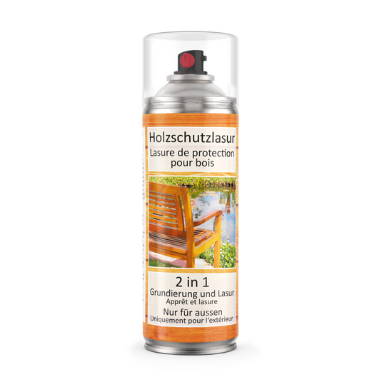 COLORS Holzschutzlasur Spray - 400ml Spraydose - UV und wetterfest, für Aussenbereich mit Schutz vor Feuchtigkeit