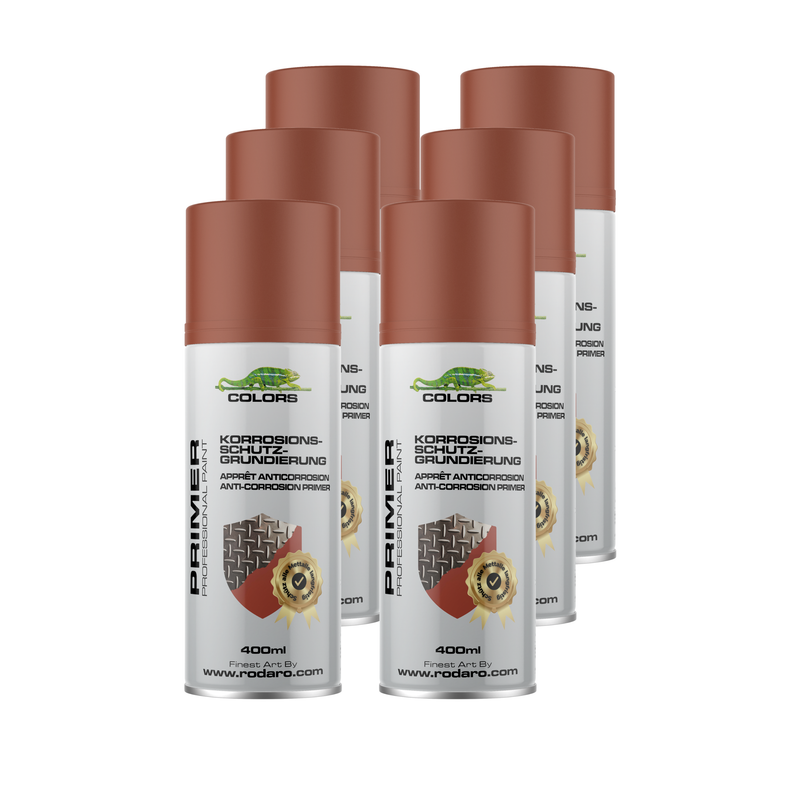 Laden Sie das Bild in Galerie -Viewer, COLORS Korrosionsschutzgrundierung Sprühlack rotbraun 6er Set - 400ml Spraydose
