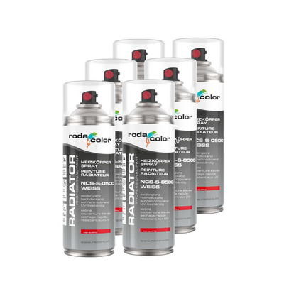 Heizkörperspray NCS S 0500 Weiss Sprühlack 6er Set - 400ml Spraydose