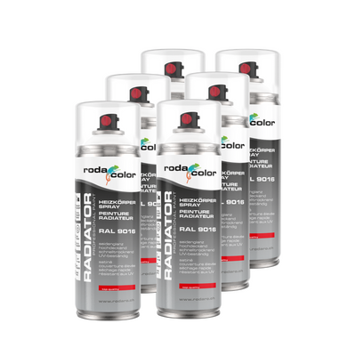 Heizkörperspray RAL9016 Verkehrsweiss Sprühlack 6er Set - 400ml Spraydose