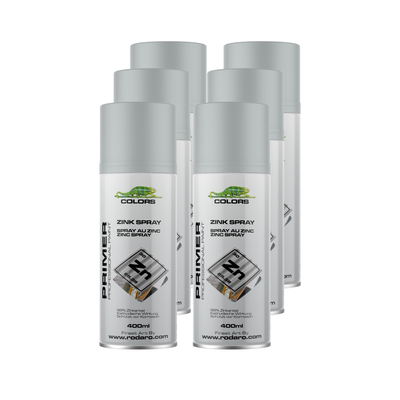 COLORS Zinkspray Sprühlack grau 6er Set - 400ml Spraydose