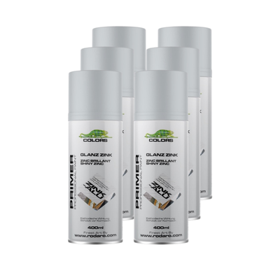 COLORS Zink-Alu Sprühlack silber 6er Set - 400ml Spraydose Glanzzink