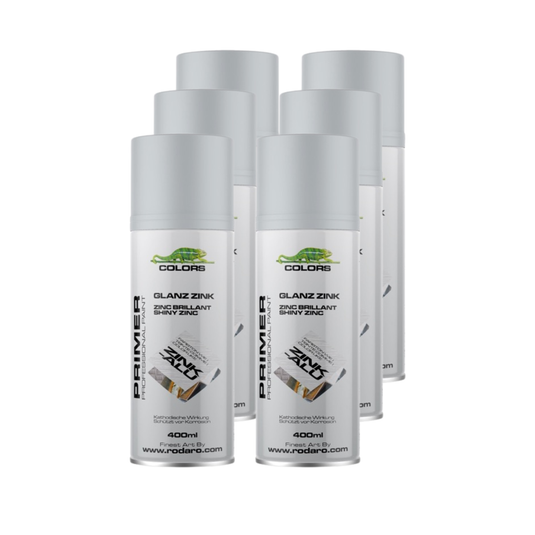 COLORS Zink-Alu Sprühlack silber 6er Set - 400ml Spraydose Glanzzink