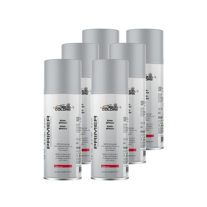 COLORS Zinkspray Sprühlack grau 6er Set - 400ml Spraydose