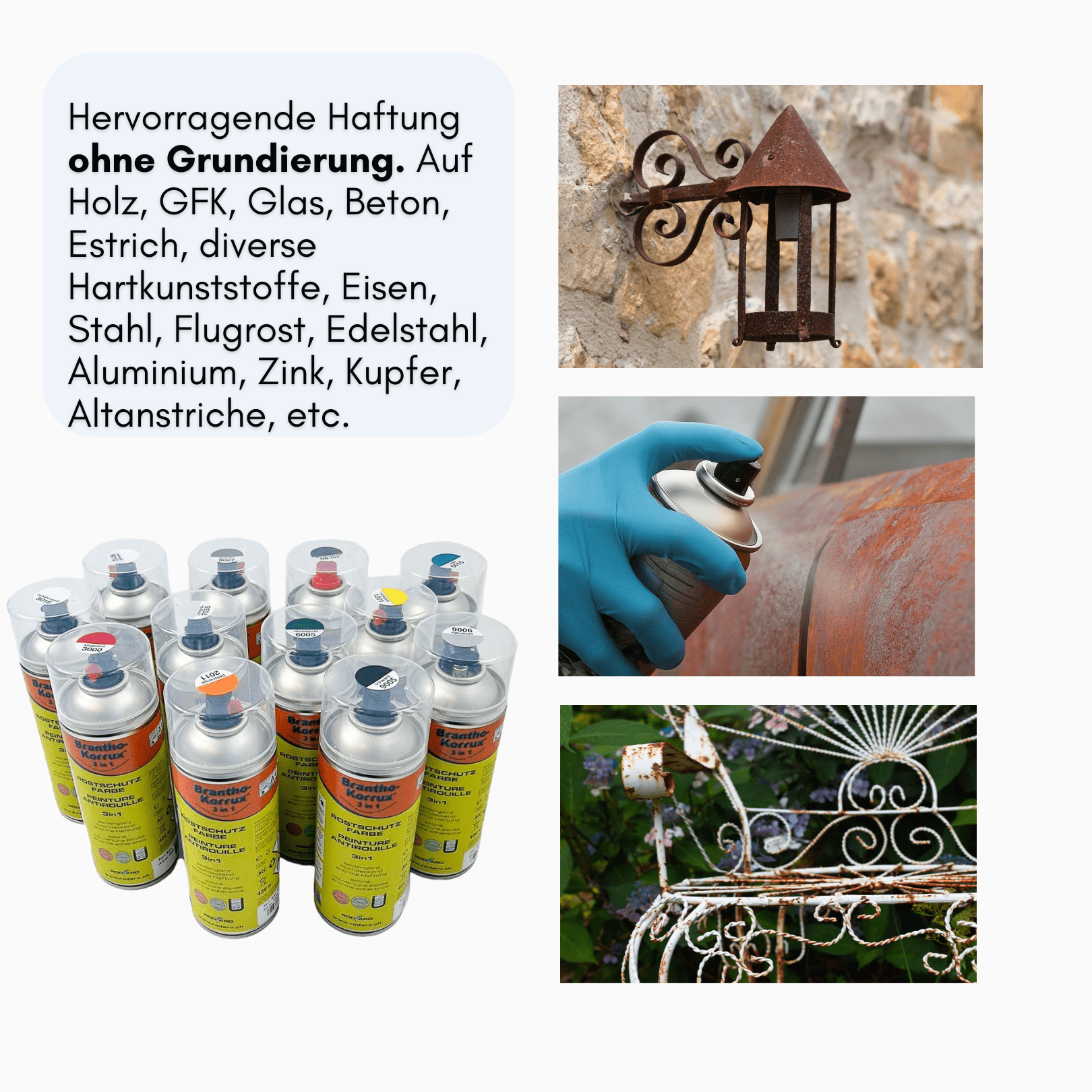 Brantho Korrux 3 in 1 Rostschutzlack - All - in - One Sprühdose Primer, Rostschutz und Lack - 400ml Spraydose -