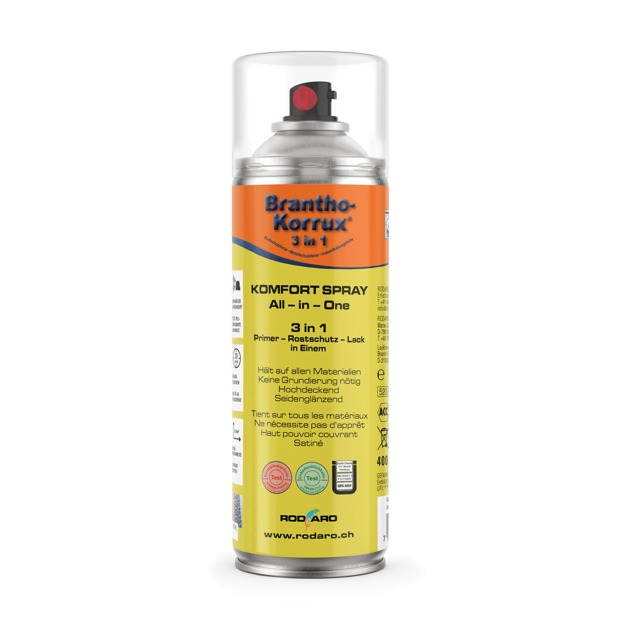 Brantho Korrux 3 in 1 Rostschutzlack - All - in - One Sprühdose Primer, Rostschutz und Lack - 400ml Spraydose -