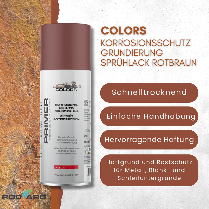 Laden Sie das Bild in Galerie -Viewer, COLORS Korrosionsschutzgrundierung Sprühlack rotbraun - 400ml Spraydose - xenial - shop.de
