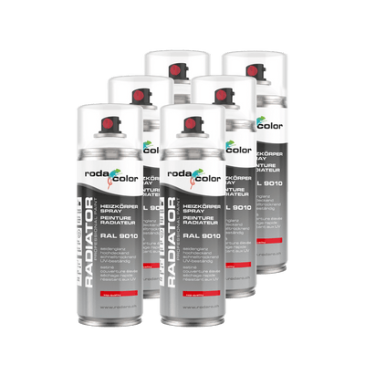 Heizkörperspray RAL9010 reinweiss Sprühlack 6er Set - 400ml Spraydose - xenial - shop.de